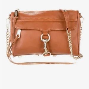 Rebecca Minkoff cross body leather clutch; chestnut brown color